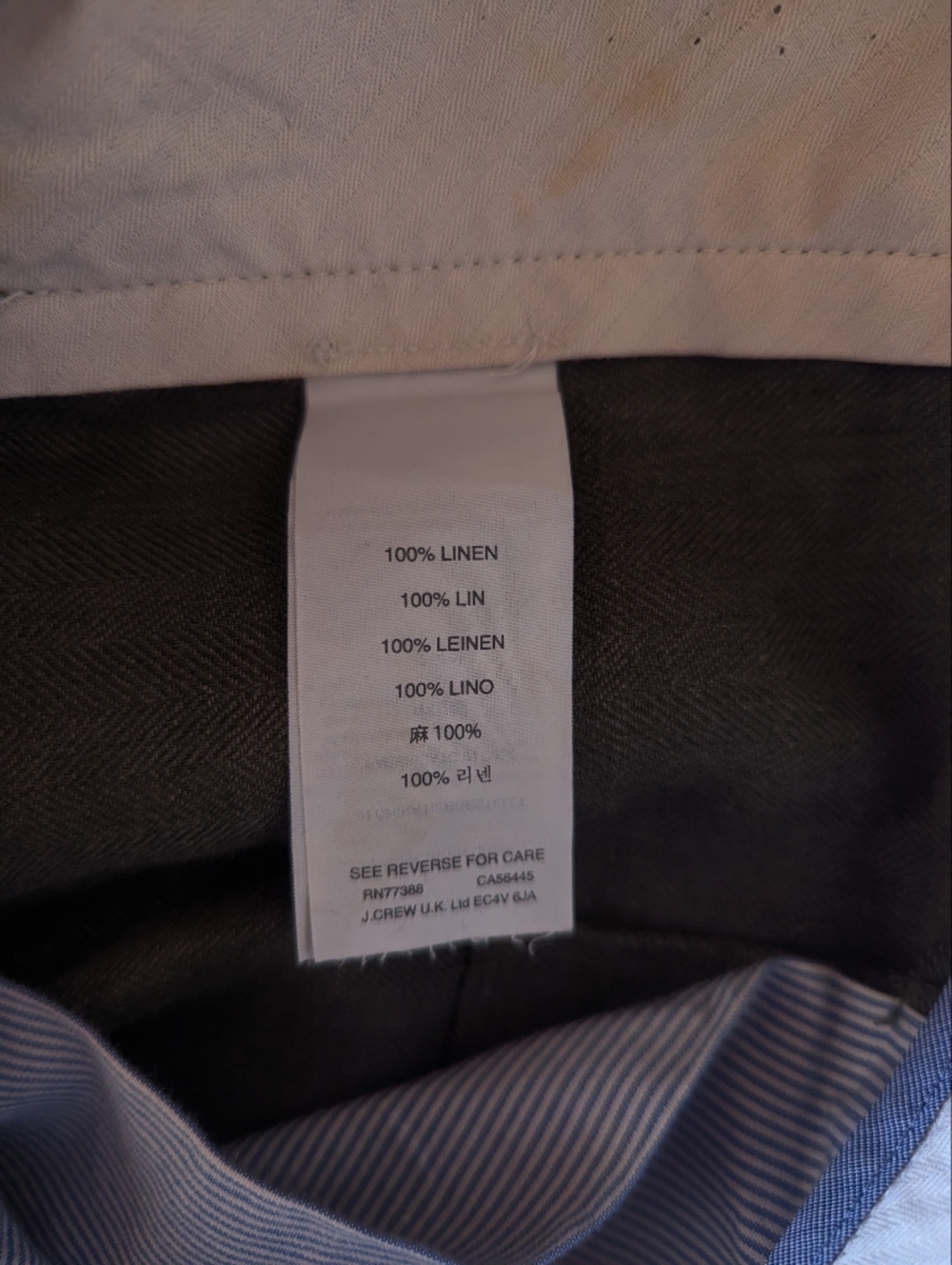 Men's J. Crew Bowery W34/L29 Slim Pants Irish Linen Olive Green - Picture 4 of 11